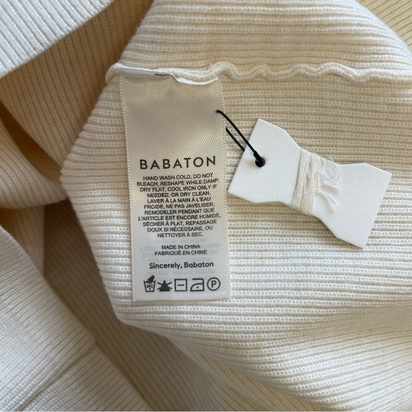 Aritzia Babaton Emerge Mini Dress White Birch Cream Ribbed Bodycon - Picture 11 of 11